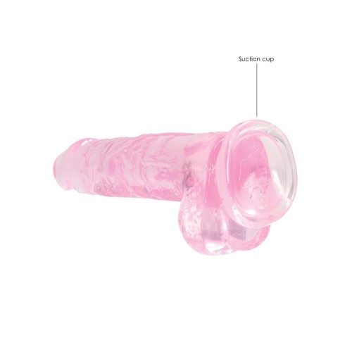 Dildo Shots RealRock Realista Cristalino de 8" con Testículos - Rosa