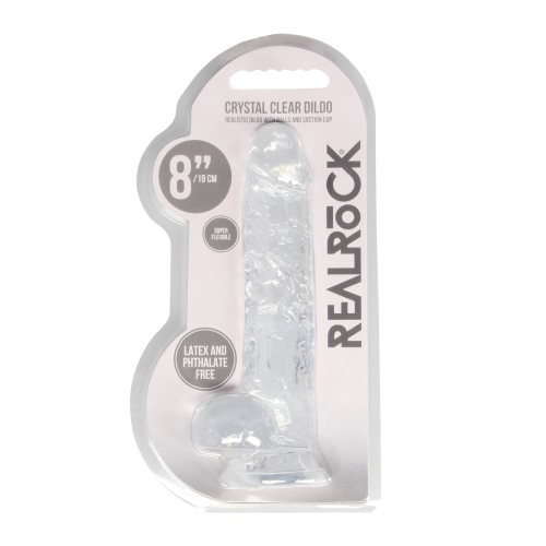 Dildo RealRock Realista Transparente de 8" con Testículos