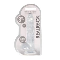 Dildo RealRock Realista Transparente de 8" con Testículos