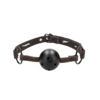 Ball Gag Transpirable con Correas de Mezclilla Negro