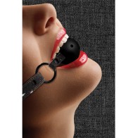 Ball Gag Transpirable con Correas de Mezclilla Negro