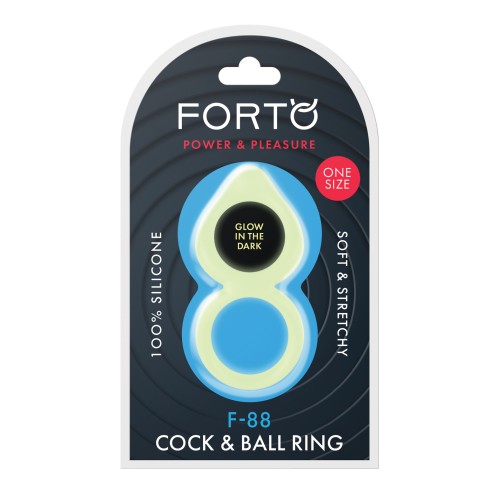 Forto F-88 Double Ring Liquid Silicone Cock Ring - Glow in the Dark