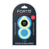 Forto F-88 Double Ring Liquid Silicone Cock Ring - Glow in the Dark