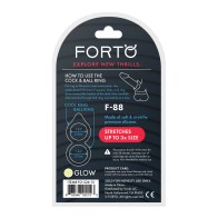 Forto F-88 Double Ring Liquid Silicone Cock Ring - Glow in the Dark