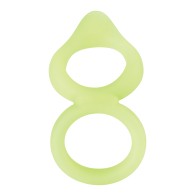 Forto F-88 Double Ring Liquid Silicone Cock Ring - Glow in the Dark