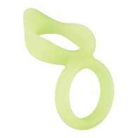 Forto F-88 Double Ring Liquid Silicone Cock Ring - Glow in the Dark