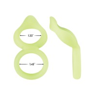 Forto F-88 Double Ring Liquid Silicone Cock Ring - Glow in the Dark