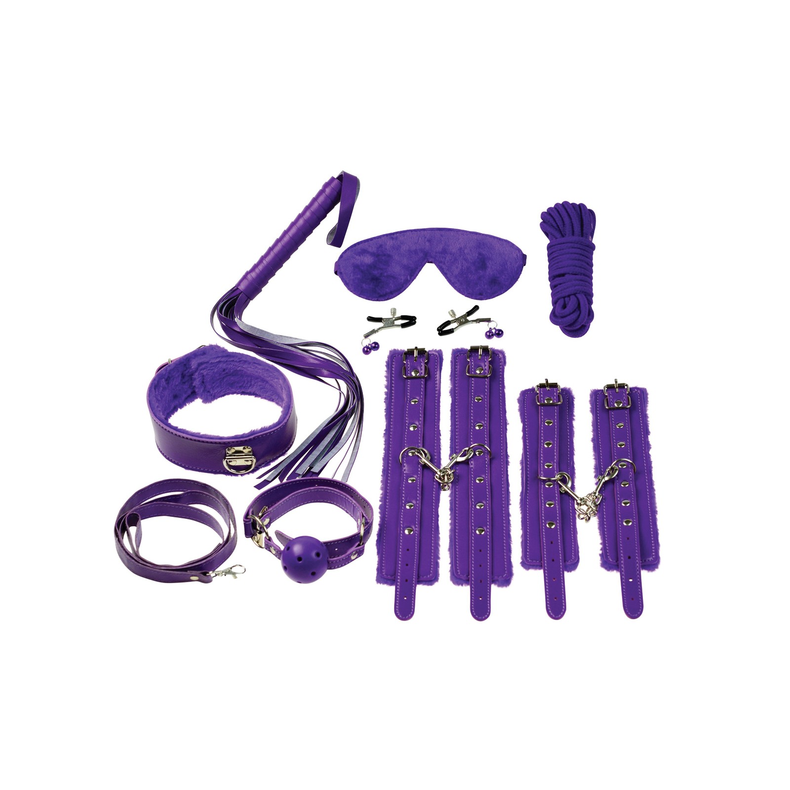 Kit Todo en Uno de Bondage de 12 Piezas Morado