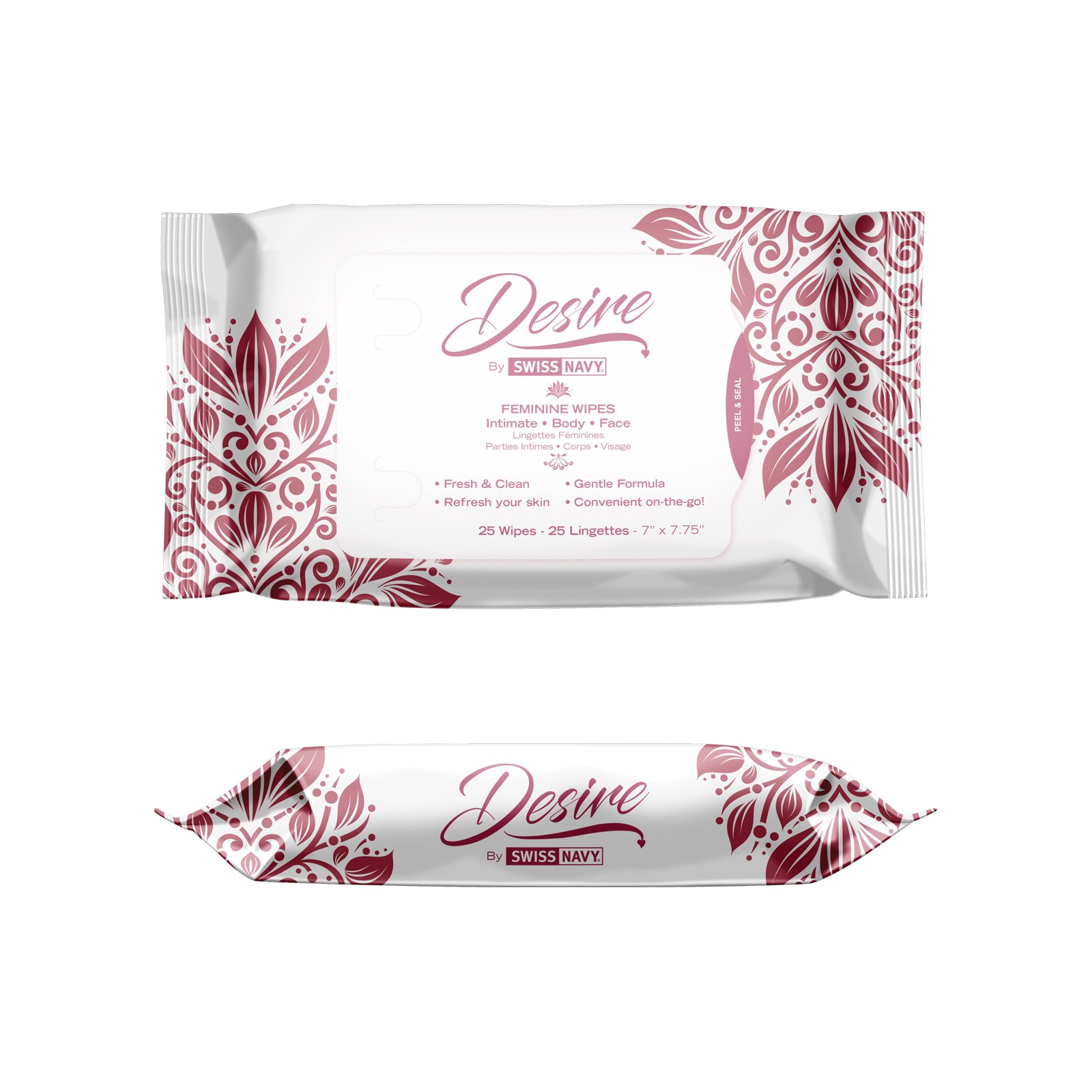 Swiss Navy Desire Unscented Feminine Wipes - 25 Pack