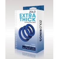 ZOLO Extra Thick Silicone Cock Rings Blue Set