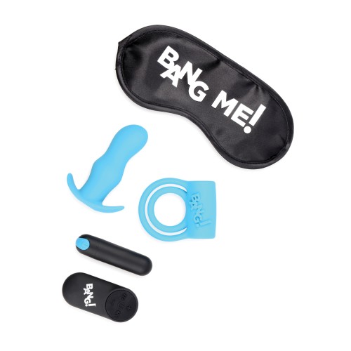 Bang Duo Blast Remote Control Cock Ring Butt Plug Kit Blue