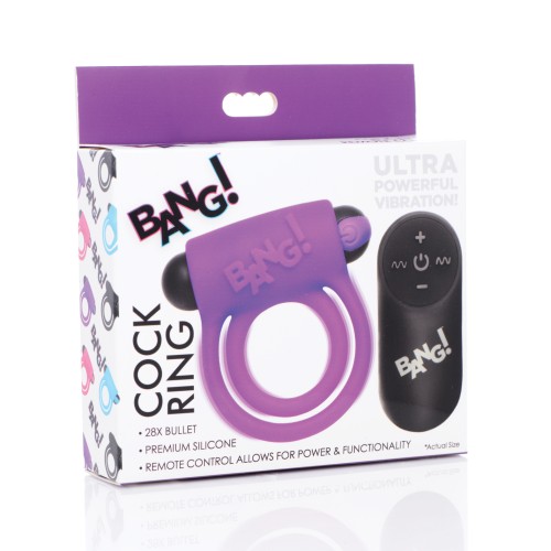 Anillo Vibrante Bang! con Control Remoto - Placer Púrpura