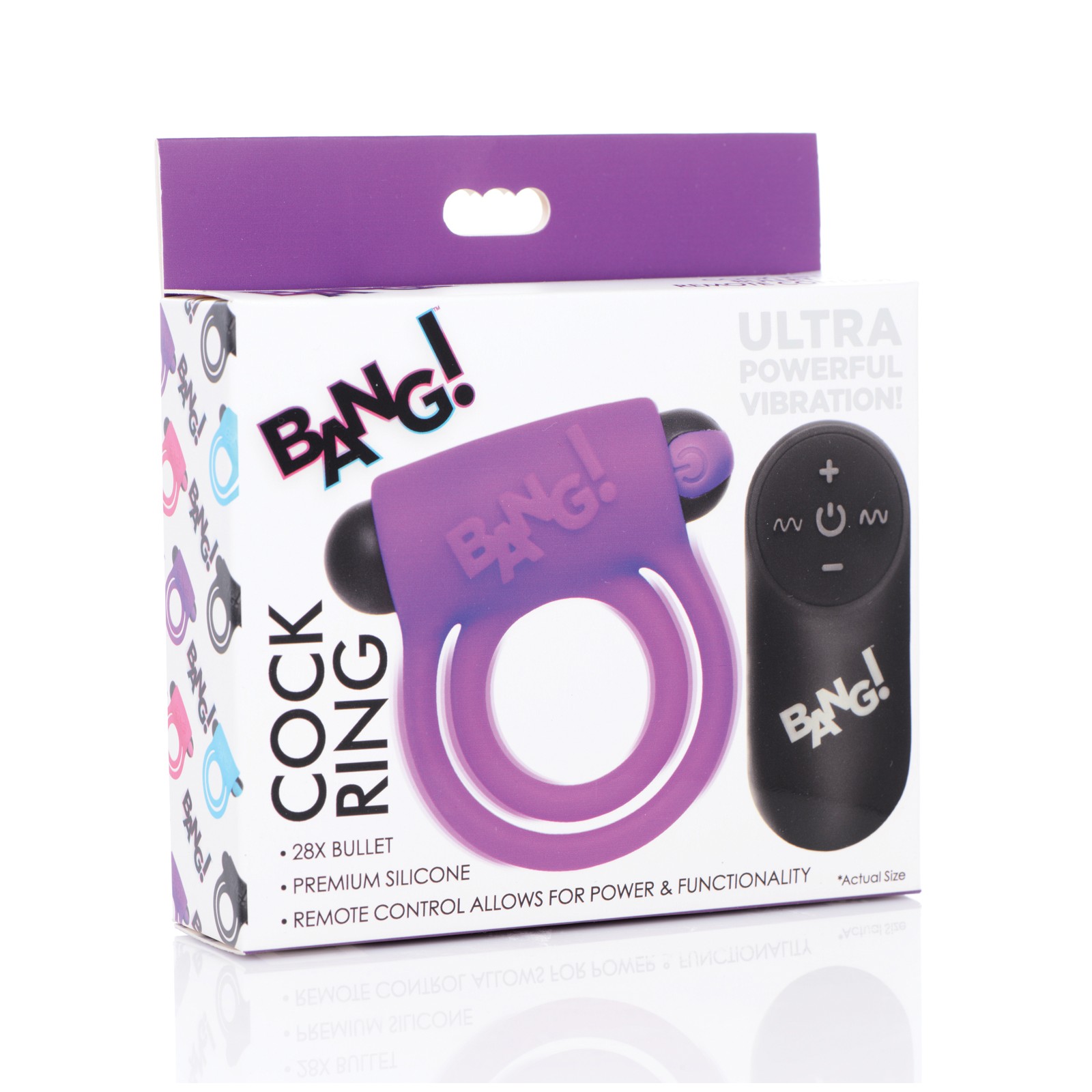 Anillo Vibrante Bang! con Control Remoto - Placer Púrpura