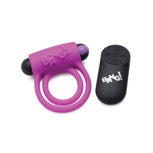 Bang! Vibrating Cock Ring & Bullet Remote - Purple Pleasure