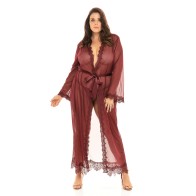 Provence Eyelash Lace Floor Length Robe Zinfandel 1X/2X