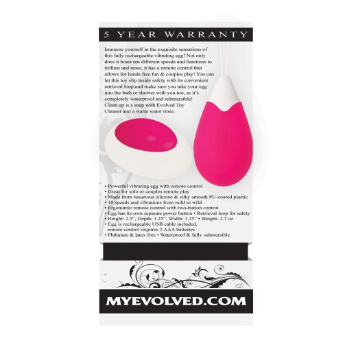 Huevo Vibrador con Control Remoto Evolved - Rosa