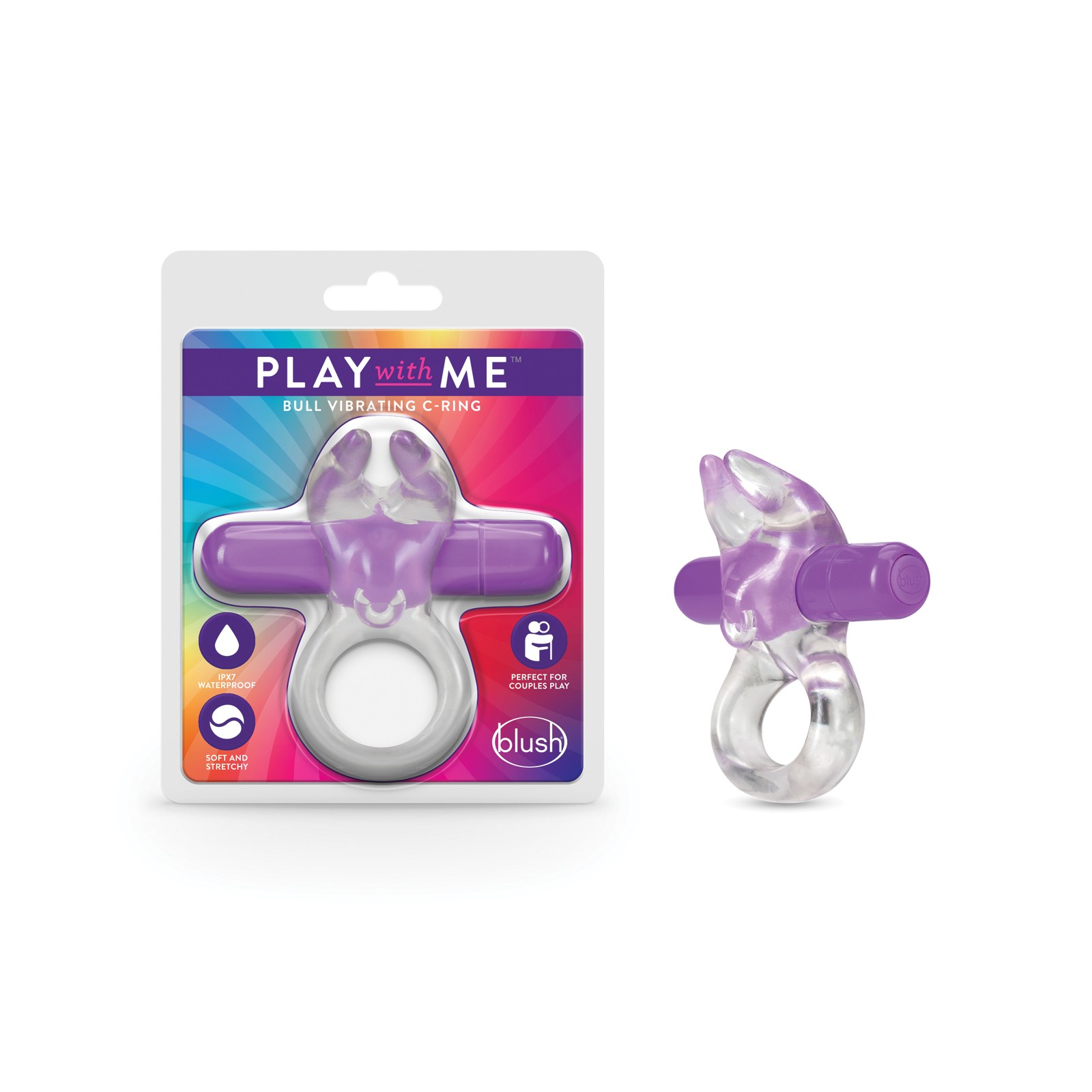 Play with Me Bull Vibrating C Ring - Purple - Pleasure Enhancement