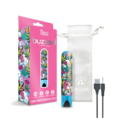 Buzzed 3.5 Inch Rechargeable Bullet Stoner Chick Blue