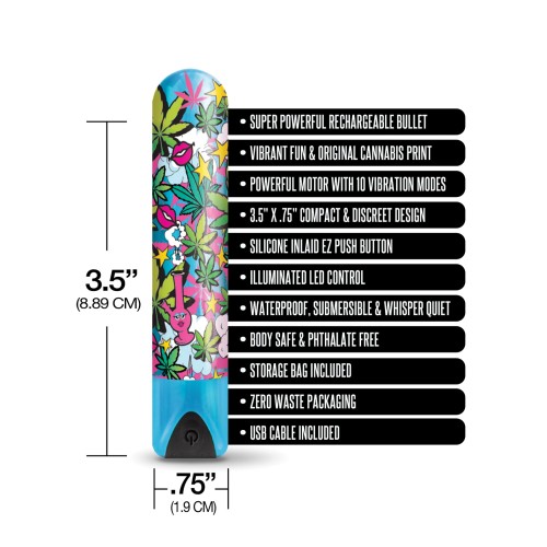 Buzzed 3.5 Inch Rechargeable Bullet Stoner Chick Blue