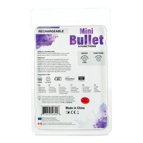 Mini Bullet Recargable - 9 Funciones de Vibración