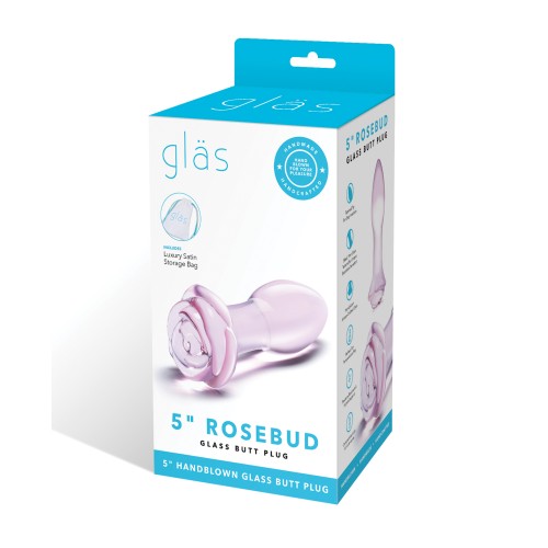 Plug Anal de Vidrio 5" Rosebud Rosa