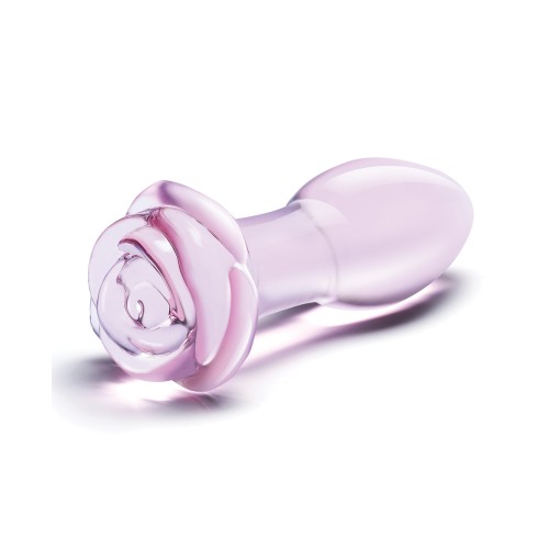 Plug Anal de Vidrio 5" Rosebud Rosa