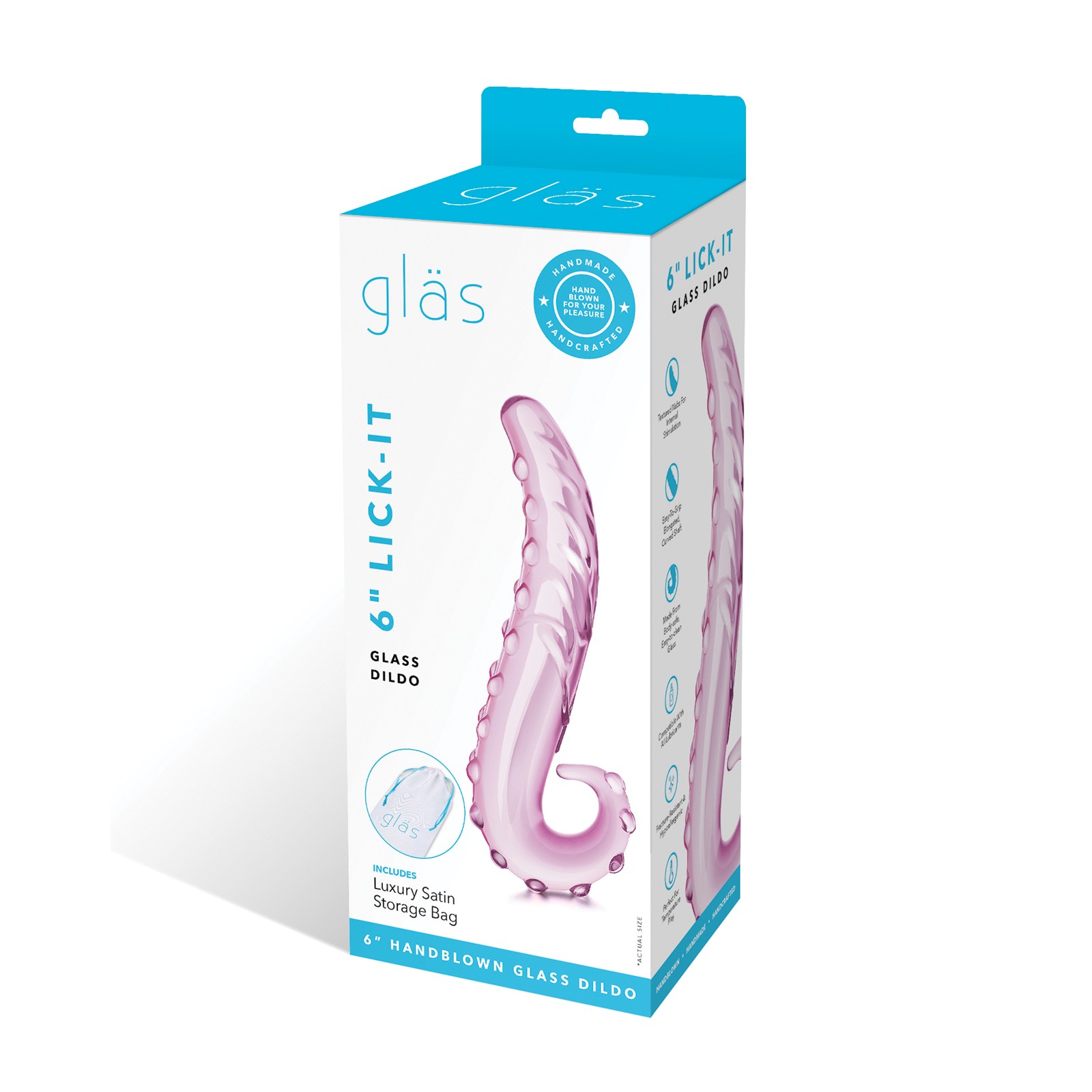 Dildo de Vidrio Lick-it de 6 Pulgadas Rosa