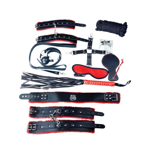 Kit de Bondage Deluxe Plesur Negro Rojo