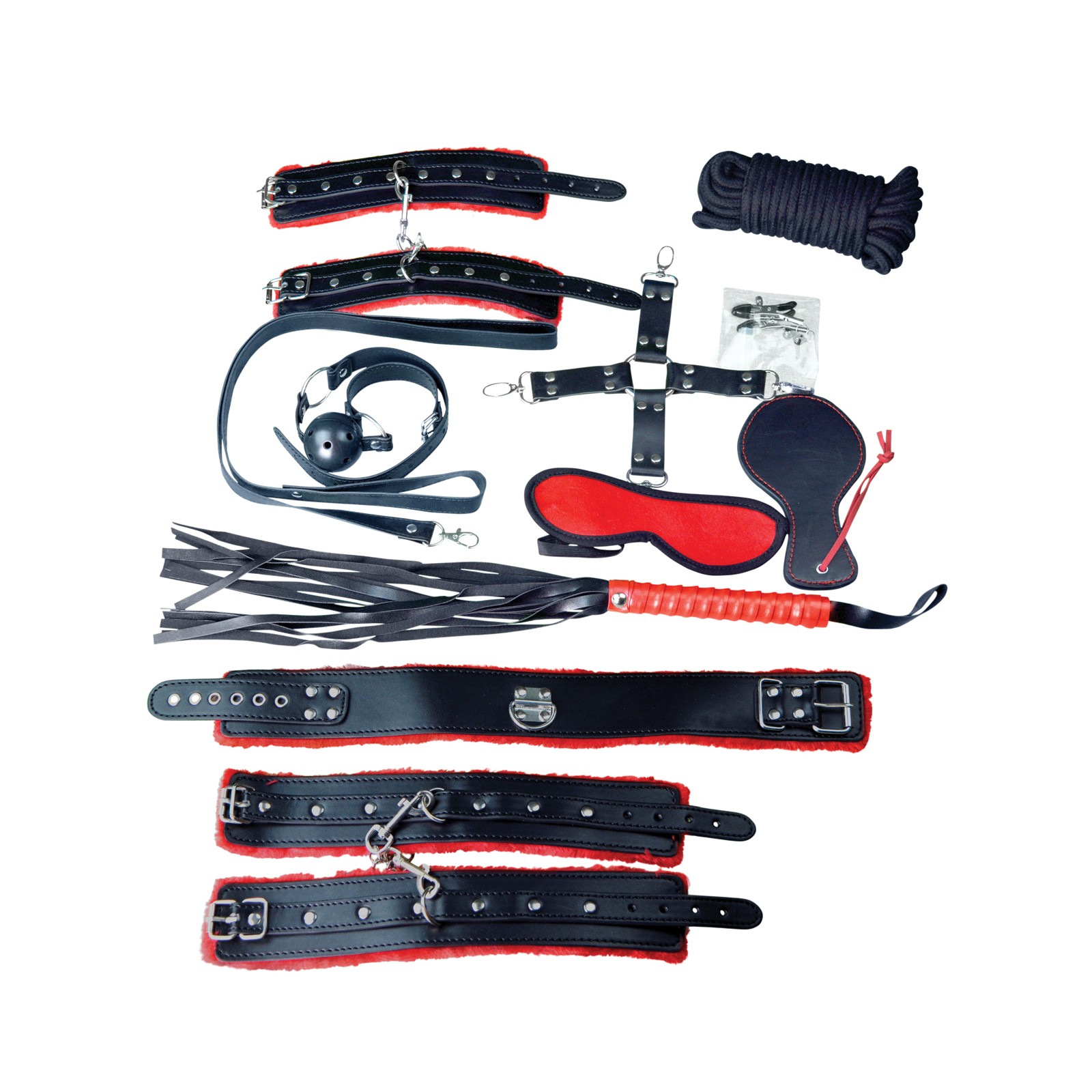 Kit de Bondage Deluxe Plesur Negro Rojo