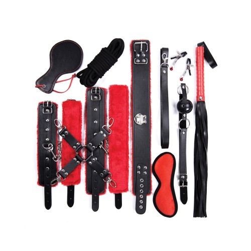 Kit de Bondage Deluxe Plesur Negro Rojo