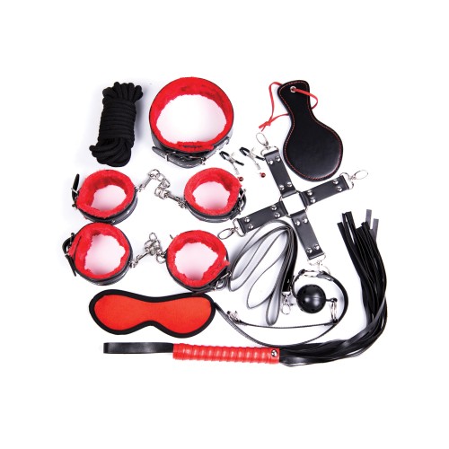 Kit de Bondage Deluxe Plesur Negro Rojo