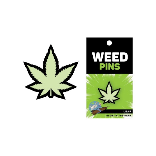 Wood Rocket Glow in the Dark Weed Leaf Pin - Fun Accessory