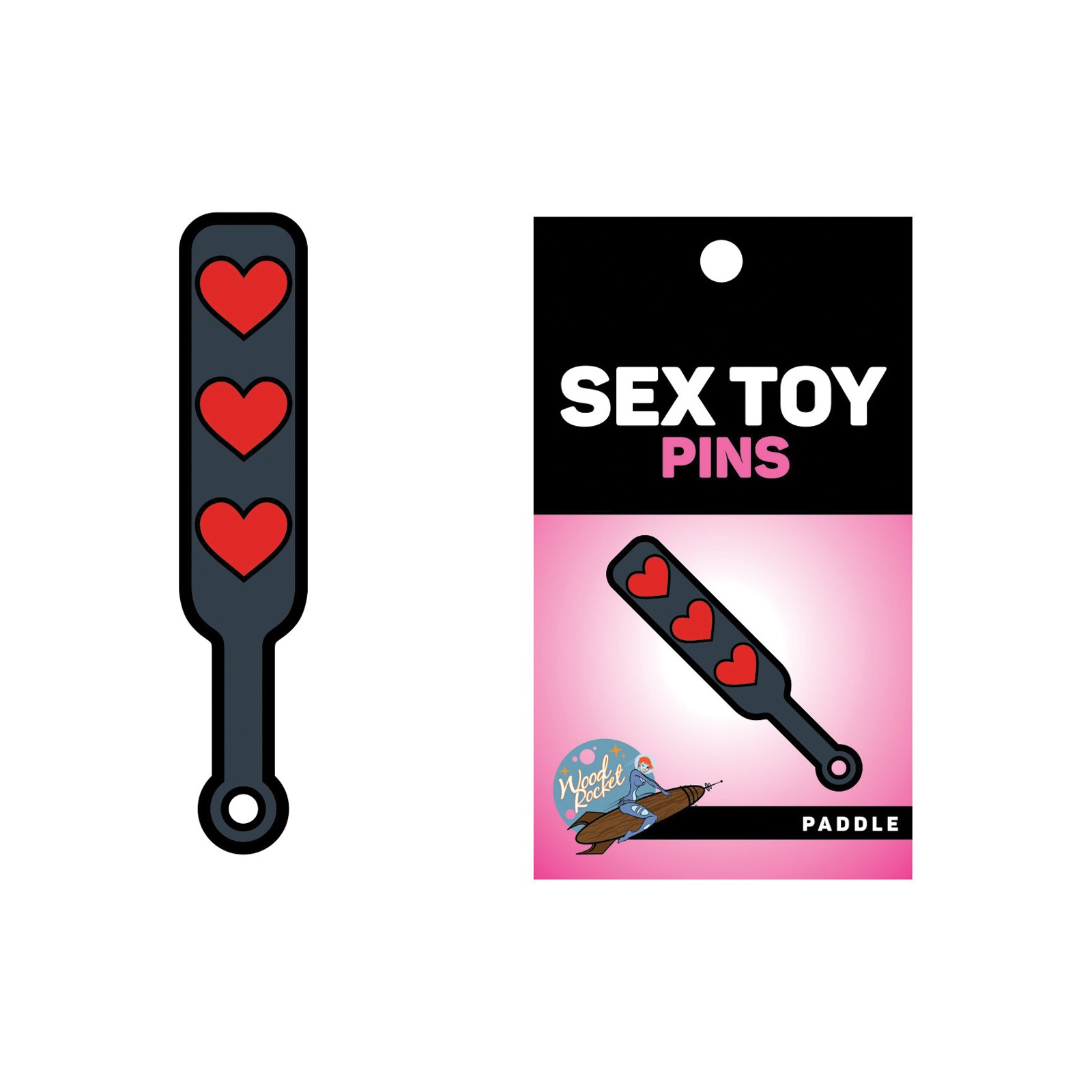 Pin de Emblema de Juguete Sexual Corazones de Wood Rocket