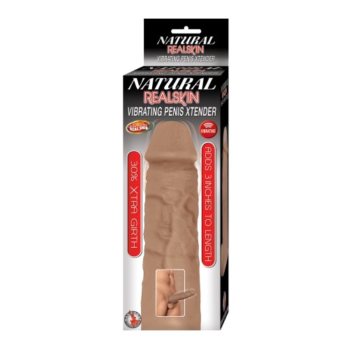 Natural Realskin Vibrating Penis Xtender Brown - Performance Booster