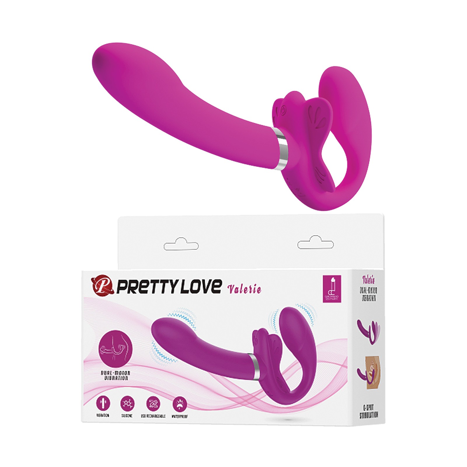 Pretty Love Strap-On Vibrador Sin Correas Fucsia