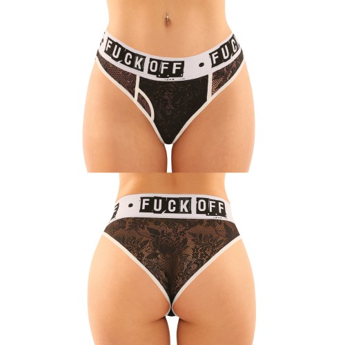 Conjunto Brief de Encaje y Tanga Lace Fuck Off