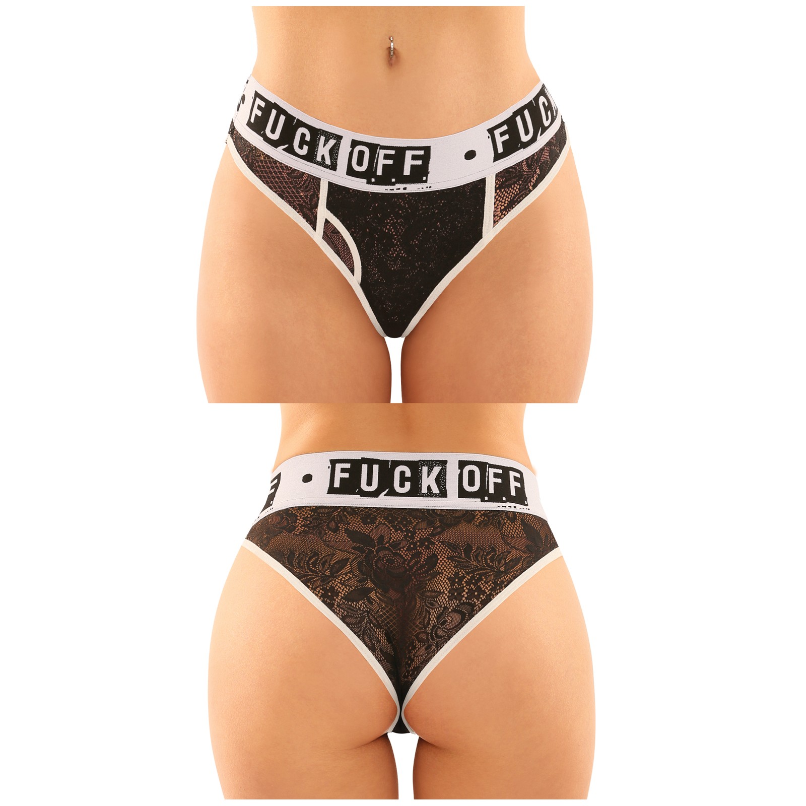 Conjunto Brief de Encaje y Tanga Lace Fuck Off