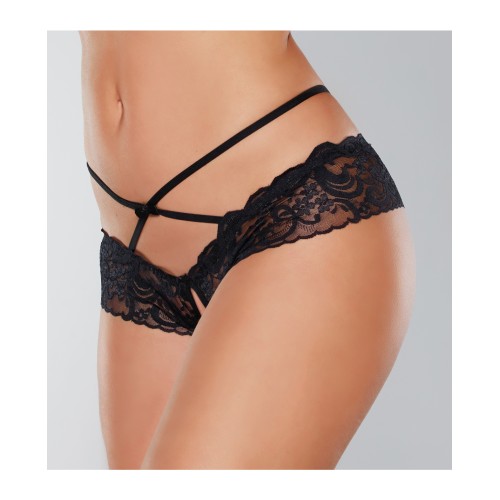 Adore Dare Me Open Lace Panty in Black