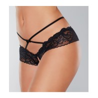 Adore Dare Me Open Lace Panty in Black