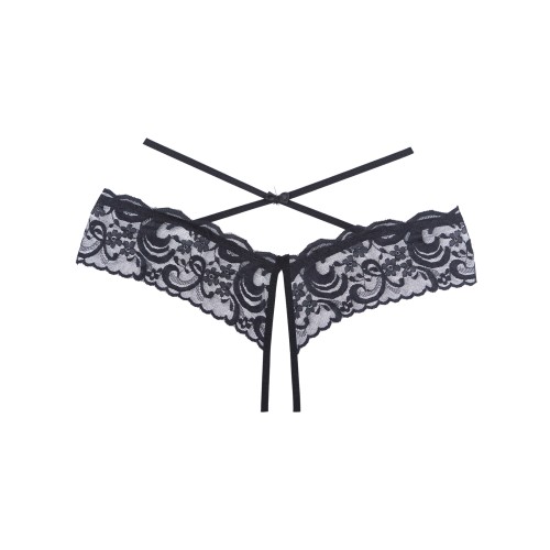 Adore Dare Me Open Lace Panty in Black