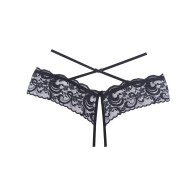 Adore Dare Me Open Lace Panty in Black