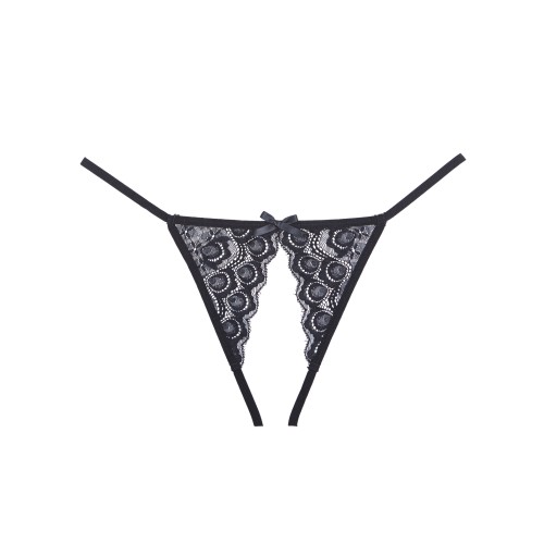 Adore Luv Web Strappy Open Front Panty Negro O/S