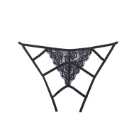 Adore Luv Web Strappy Open Front Panty Negro O/S