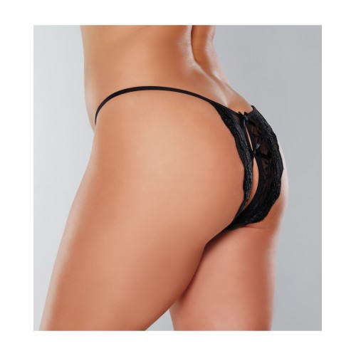 Adore Secrets Open Back Lace Panty Double Bow