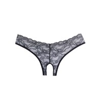 Panty Abierto de Encaje Adore Crush Negro T/U - Seductor y Atractivo