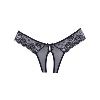 Adore Foreplay Lace & Mesh Open Panty Black