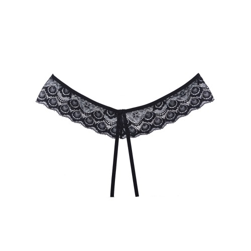 Adore Foreplay Lace & Mesh Open Panty Black