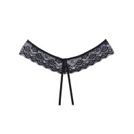 Adore Foreplay Lace & Mesh Open Panty Black