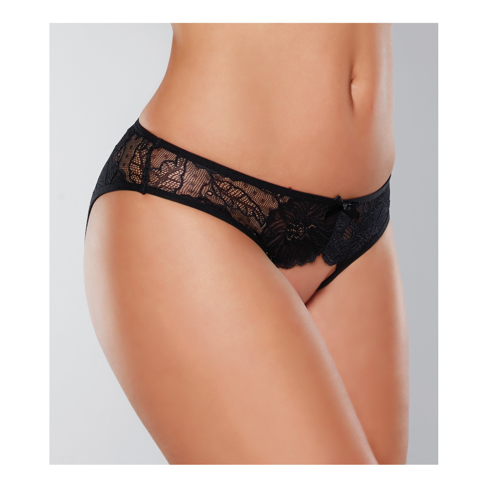 Panty Abierto de Malla y Encaje Negro Adore Kiss