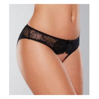 Panty Abierto de Malla y Encaje Negro Adore Kiss